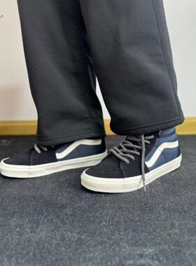 VANS SK8 HI 高帮男女同款系带复古百搭休闲鞋黑白 VN000CMXLKZ