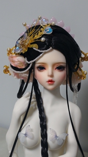 bjd三分古装古风偏凤绢花流苏头饰