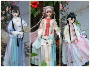 洛珞轩原创BJD四分 三分绣花方领半臂彩虹条古风娃衣【十二花神】