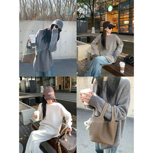 大小姐77静奢裸感山羊绒羊毛长期主义松弛好穿卷边中长款柔软毛衣