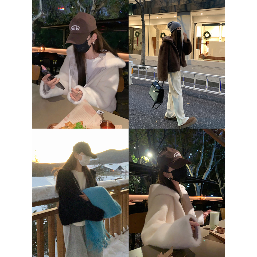 大小姐77通勤连帽小白熊外套