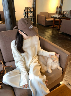 大小姐77 row系极简100羊毛柔软细腻松弛感圆领宽松毛衣针织上衣