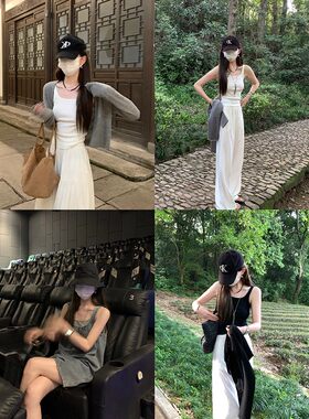 大小姐77自留！上身显瘦又洋气小露背细吊带针织方领背心外穿上衣