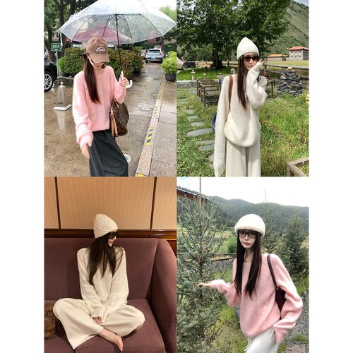 大小姐77 高配婴驼绒baby马海毛圆领廓形秋冬慵懒软糯毛衣
