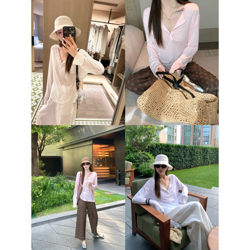 大小姐77 韩国进口天丝亚麻夏薄款微透显瘦垂感亨利领口袋罩衫T恤