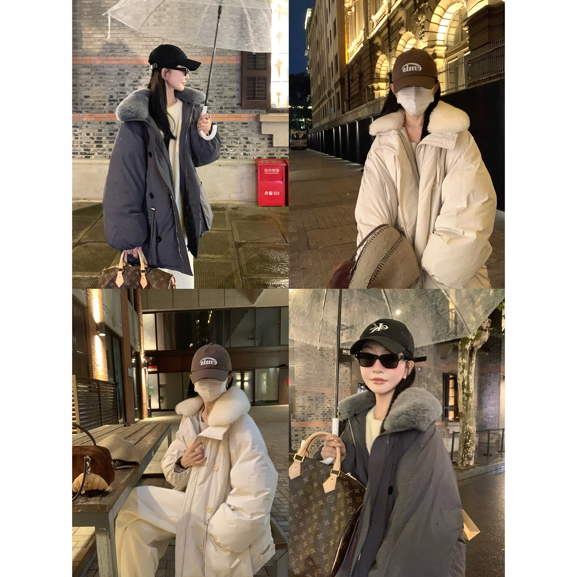 大小姐77 御寒王者可拆卸羊卷毛皮草领90白鸭绒安心绒羽绒服外套