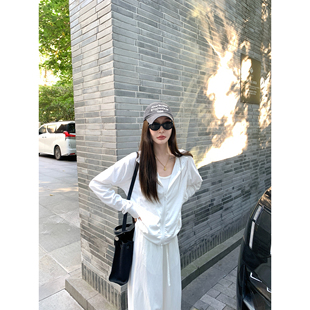 大小姐77 夏日氧气防晒针织品节薄款连帽外套休闲长袖上衣空调衫