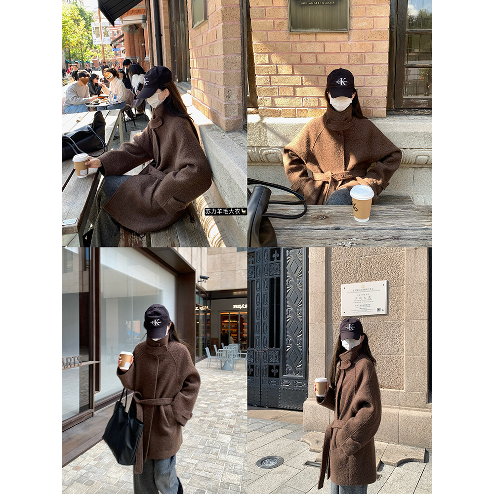 大小姐77中长款毛呢外套大衣