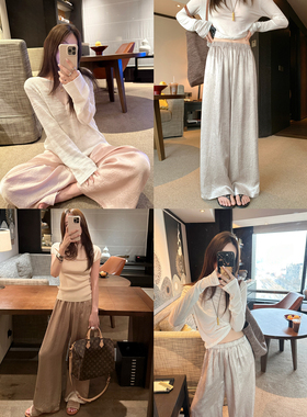 大小姐77 口碑醋酸神裤经典wan能一片式空气裤百搭显瘦阔腿休闲裤