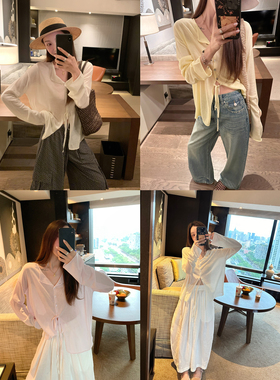 大小姐77 亚麻莱塞尔纸片人前后两穿轻薄透气薄款空调衫长袖开衫