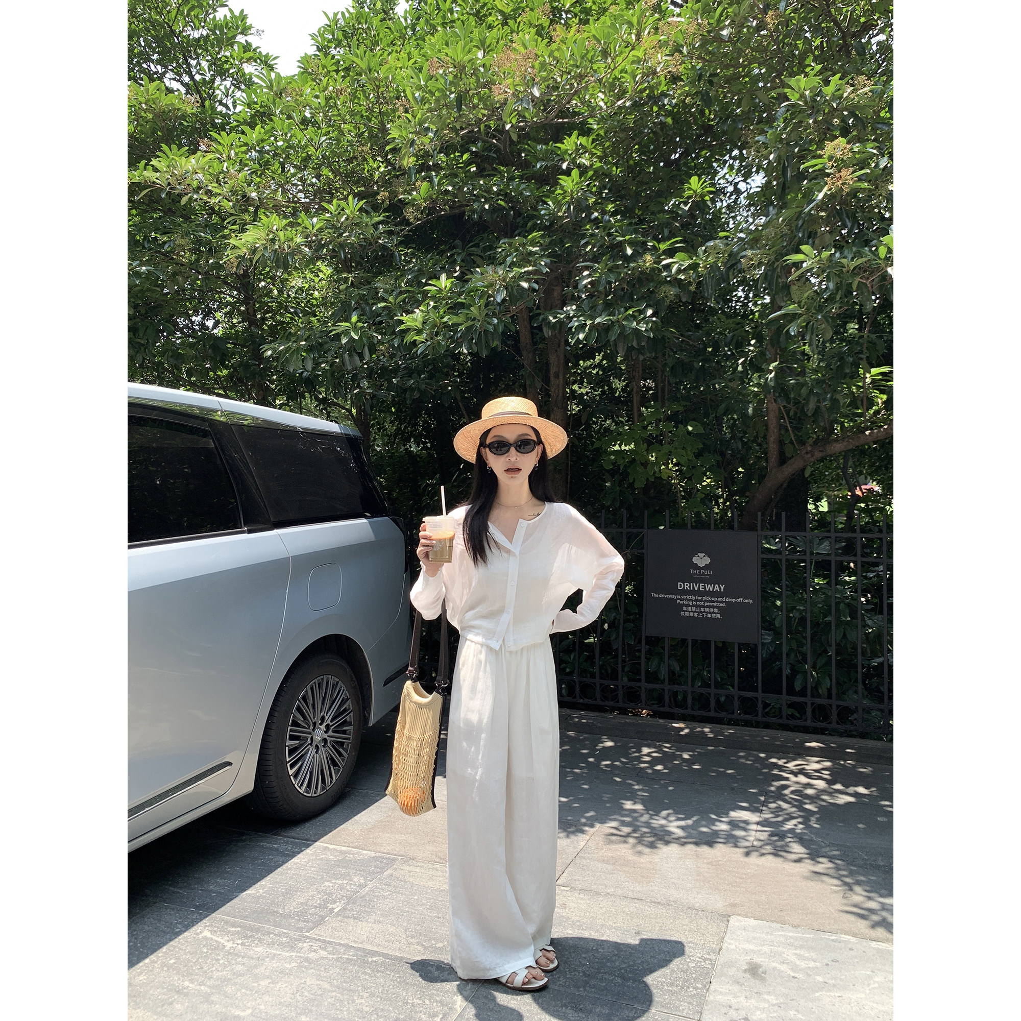 大小姐77 自然吸氧 100苎麻极简row系短款宽松休闲圆领衬衫空调衫图片