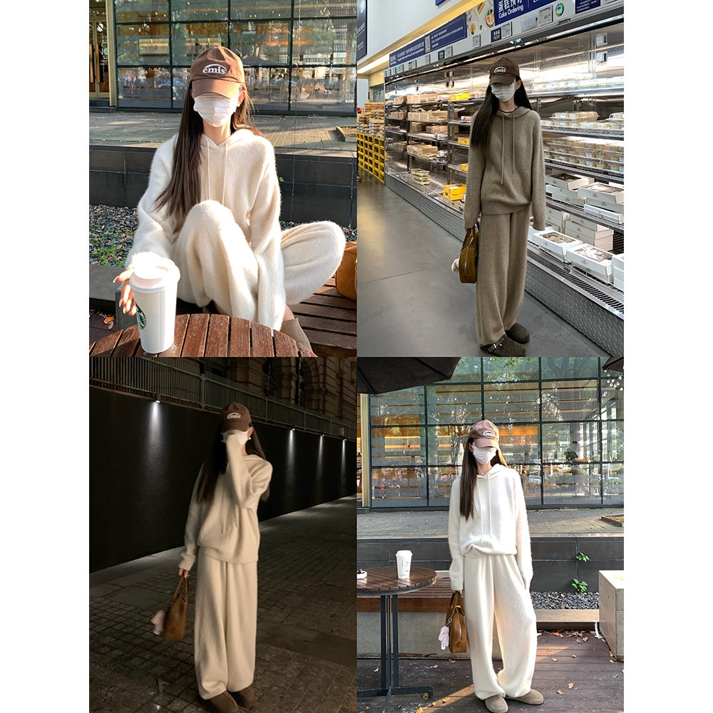 秋冬毛茸茸廓型连帽毛衣