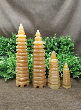 天然玉石摆件黄玉塔7层9层13层