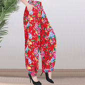 春夏东北大花布民族风棉绸灯笼裤 女 长裤 广场舞表演服装 大码