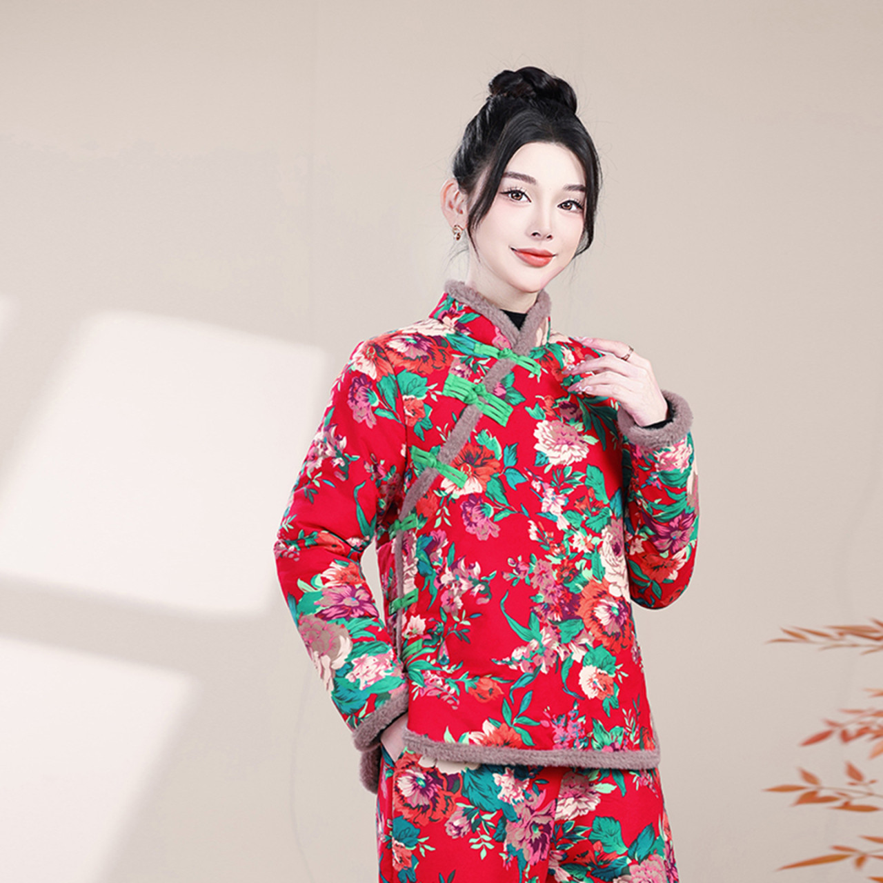 中国风立领盘扣斜襟加绒加厚红色保暖棉服老东北风大花棉袄演出服,女装/女士精品,棉衣/棉服,淘宝优惠券,粉丝福利购,淘宝优惠卷