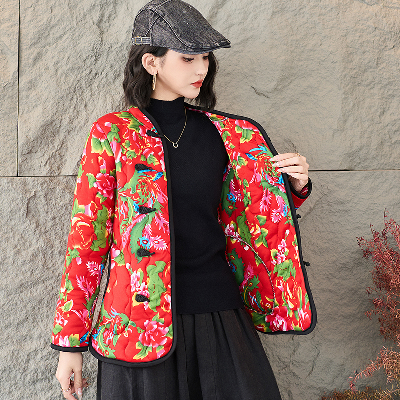 秋冬新款东北大花复古中式棉服