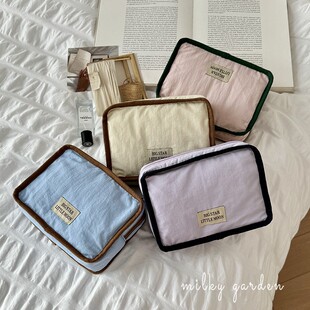milky garden韩系撞色便携化妆包盐系日系零钱包卡包杂物收纳包