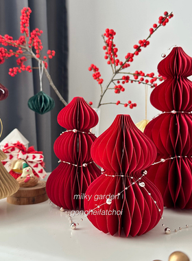 红色系纸艺术限定款折纸树