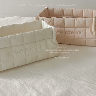 milky garden绗缝韩系格子收纳筐杂物整理篮子彩色儿童卧室收纳