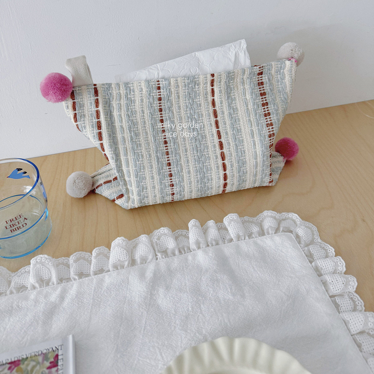 milky garden ins费尔岛彩色毛球布艺纸巾套少女民宿抽取式纸巾袋,收纳整理,纸巾套,淘宝优惠券,粉丝福利购,淘宝优惠卷