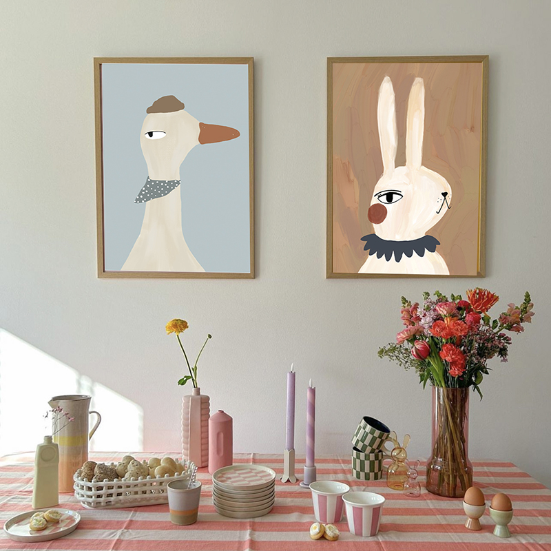 milky北欧设计款可爱卡通简约插画ins儿童房艺术画装饰画挂画海报图片