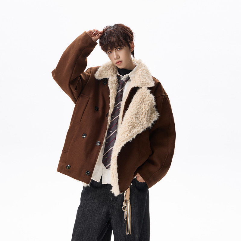 cleanfit假两件加绒加厚棉服男