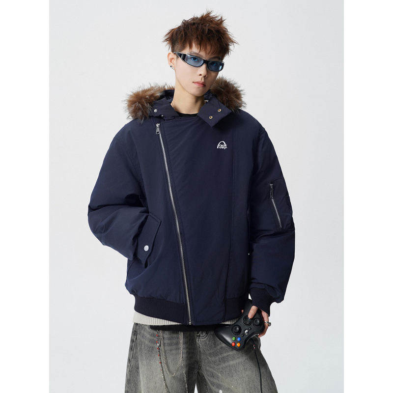冬季连帽90白鸭绒保暖羽绒服男