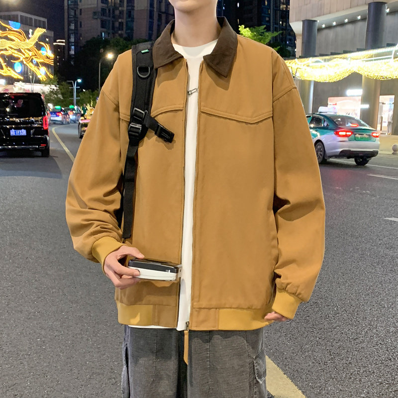 卡其春装男美式水洗工装夹克