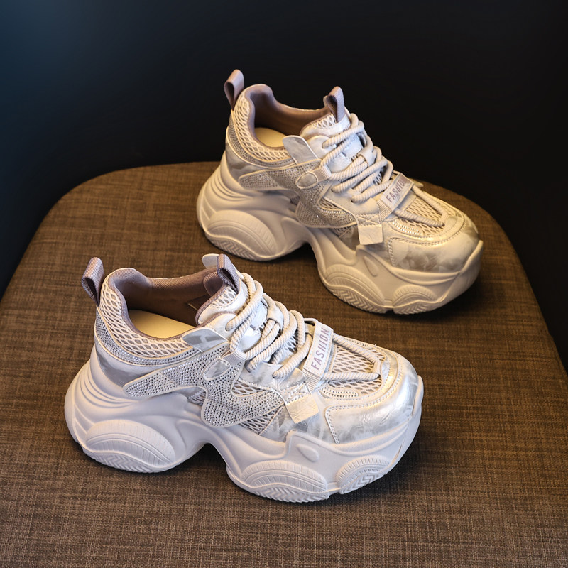 8cm小个子厚底增高百搭时尚老爹鞋女2026春夏新款网面透气休闲鞋