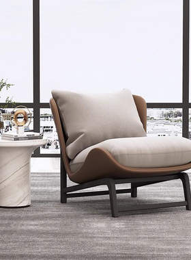 客厅单人沙发椅轻奢高端意式单人椅子阳台休闲椅设计师创意单椅矮