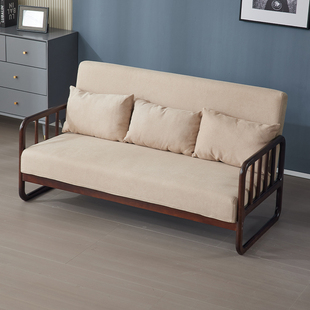 实木小户型现代简约沙发布艺北欧休闲家用客厅三人出租房沙发组合