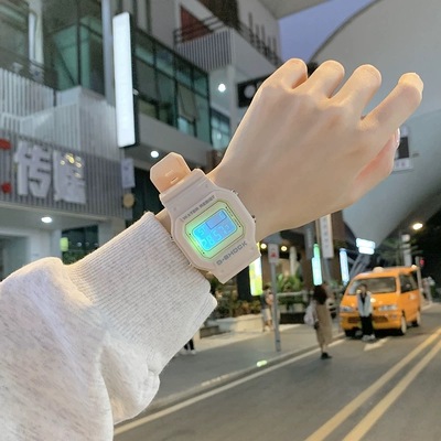 手表女款粉色少女心独角兽电子初高中儿童学生方块ins风夜光防水