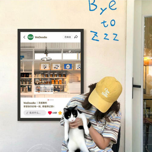 网红打卡镜面广告牌招牌定制服装店拍照上墙镜子展示牌话题宣传牌