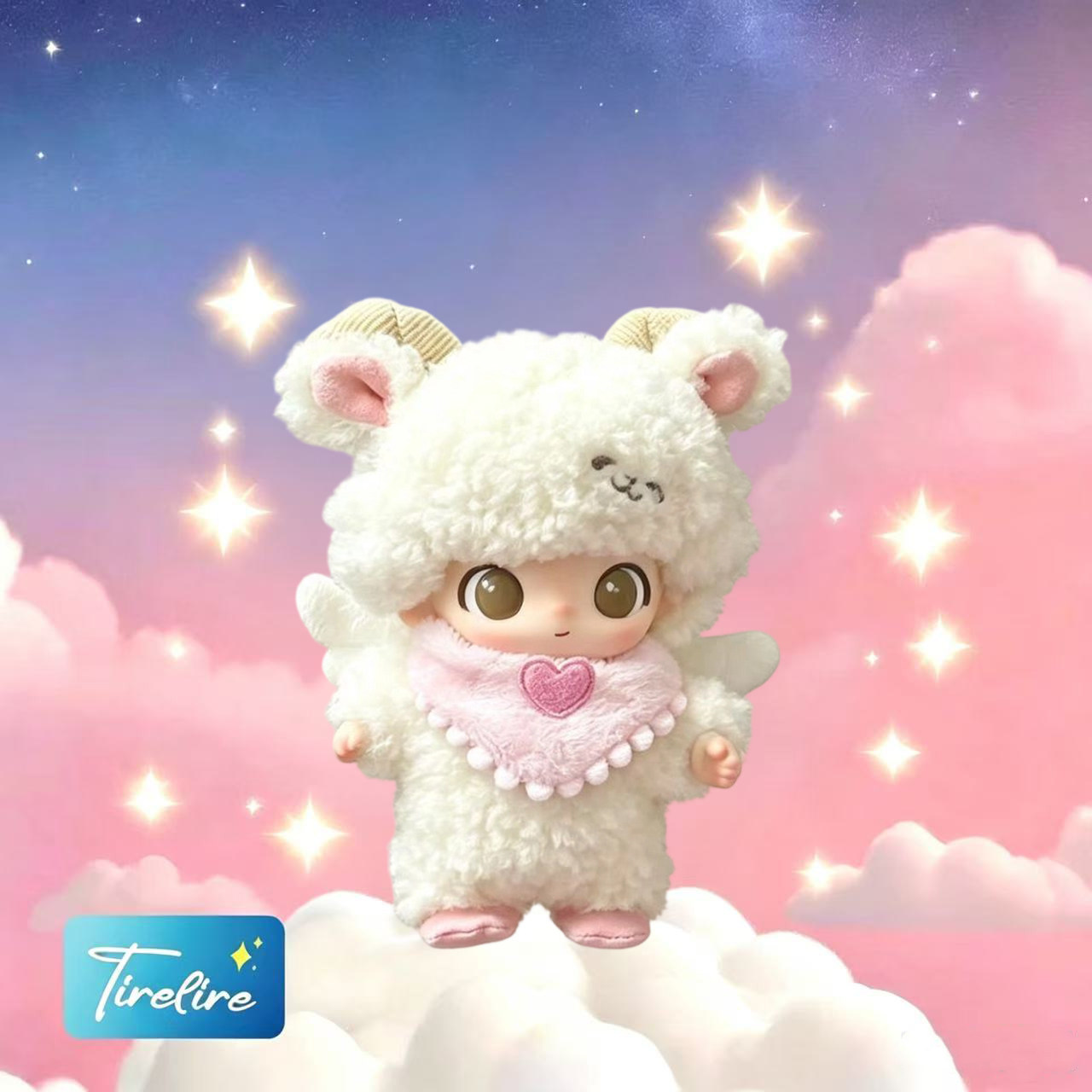 tirelire 天使粉色爱心围巾翅膀dimoo搪胶公仔魈娃娃 仅娃衣