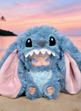 tirelire 蓝色毛绒史迪奇套装dimoo初生baby搪胶毛绒 仅娃衣