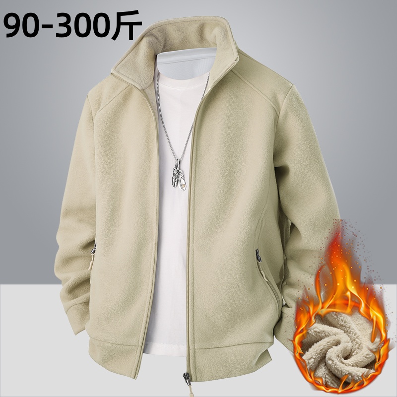 特大码宽松休闲摇粒抓绒外套