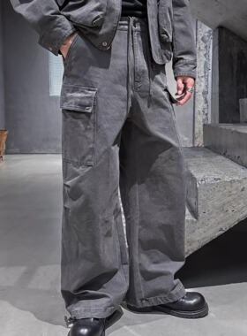 Mr.ye 黑标 阿苏特染美式复古水洗多口袋工装直筒休闲裤