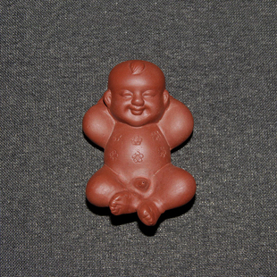 宜兴紫砂雕塑茶盘摆件可养茶虫茶玩红色喷水童子喷水茶宠撒尿童子