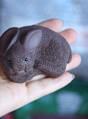 纯手工雕塑紫砂茶桌可爱风摆件