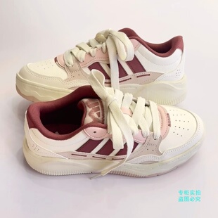 Adidas阿迪达斯26年春女子LITE SHUFFLE豆沙粉运动休闲板鞋KH9028