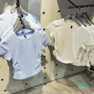 阿迪达斯26年夏季女子纯色晾感修身运动健身短袖T恤KH2654 KR7577
