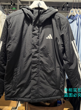 adidas阿迪达斯 经典新款连帽保暖运动防风棉服外套JY8303 JY8305
