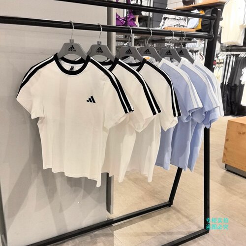 Adidas阿迪达斯女子经典款纯棉透气运动休闲短袖T恤KX2747 KX2748
