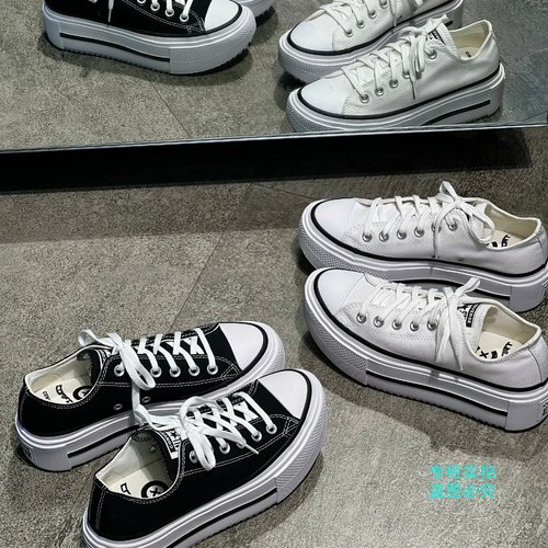 CONVERSE匡威Double Stack双层厚底增高帆布鞋A15490C A15491C