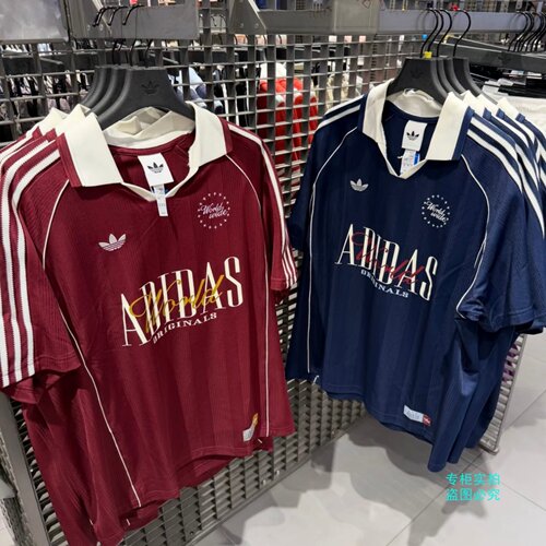 Adidas三叶草26年夏季男女款复古足球风运动短袖T恤KY2193 KY2192