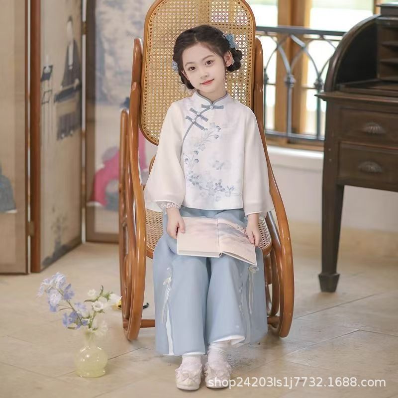 汉服女童2026新款春古装儿童套装民国风唐装古风中式长袖套装