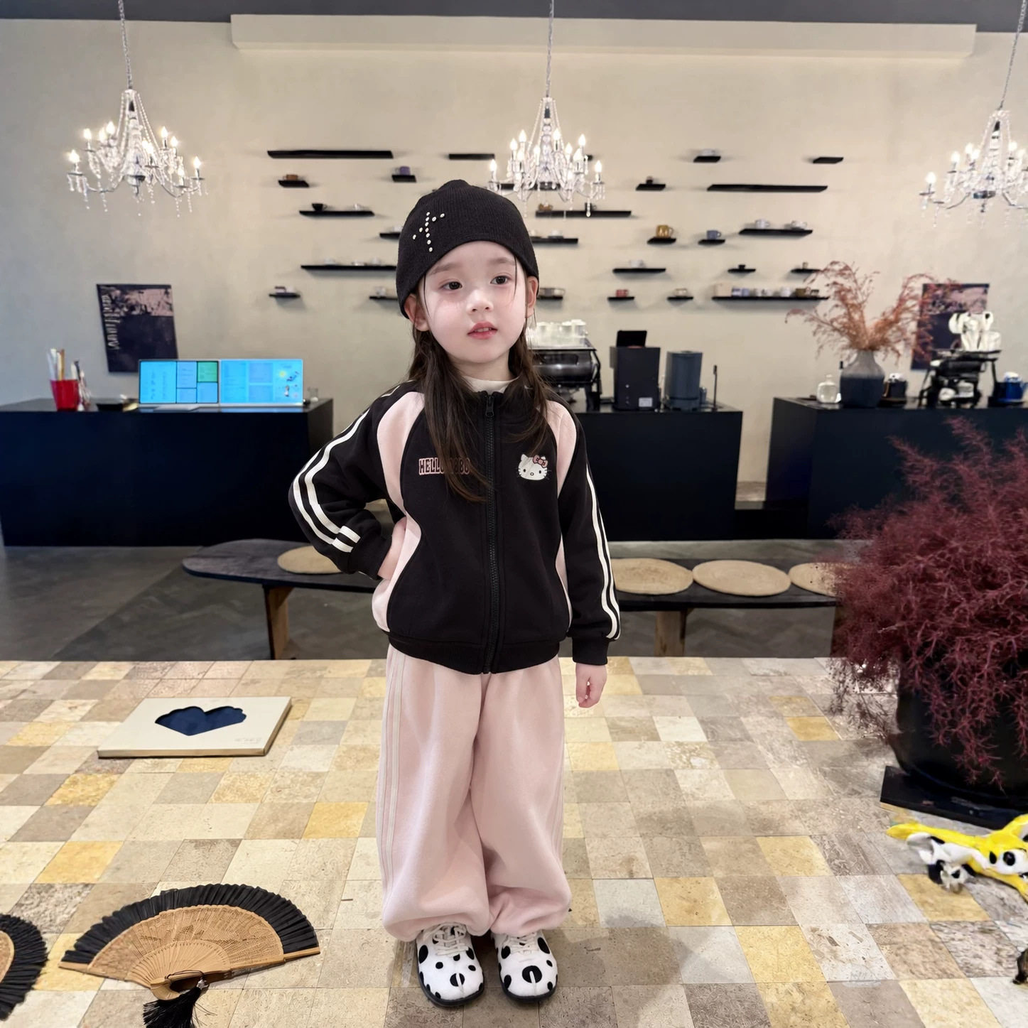 DZ26096儿童棒球服套装26秋冬季女童拉链外套加厚运动卫裤两件套