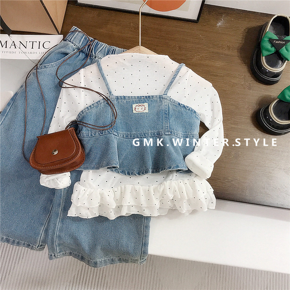 女童秋装套装新款洋气时髦儿童牛仔三件套宝宝公主衣服春秋季外贸