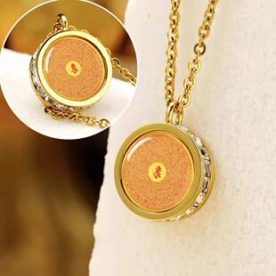 时尚不锈钢梵文小圆满六字真言楞严咒吊坠项链护身符挂脖男女饰品