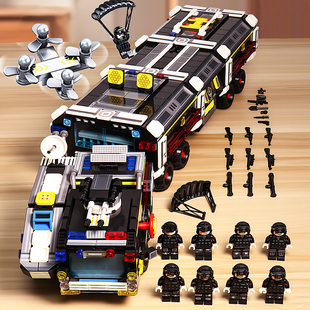 大号特警警察大楼积木拼装男孩益智玩具2026年新款警察汽车儿童